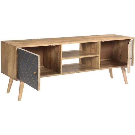 MILIBOO Meuble TV Manguier Massif 160 Cm NIKITA - Naturel 4 MILIBOO Meuble TV Manguier Massif 160 Cm NIKITA - Naturel – Image 2