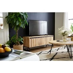 MILIBOO Meuble TV Manguier Massif Et Métal L130 Cm ESTY - Naturel -France MILIBOO Soldes 2022 48913056 5