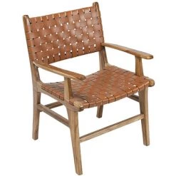 MILIBOO Chaise En Teck Massif Et Cuir LODGE - Marron Clair -France MILIBOO Soldes 2022 49082615 2