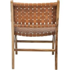 MILIBOO Chaise En Teck Massif Et Cuir LODGE - Marron Clair -France MILIBOO Soldes 2022 49082615 4