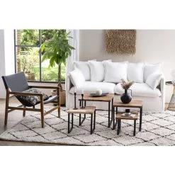 MILIBOO Fauteuil Teck Et Cuir Noir CHILLY - Noir -France MILIBOO Soldes 2022 49082677 5