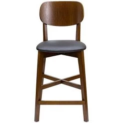 MILIBOO Tabouret De Bar Finition Noyer Et Assise Noire H65 Cm LUCIA - Noyer / Noir
