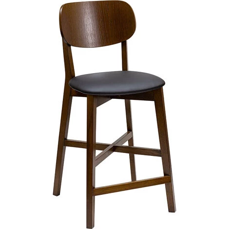 MILIBOO Tabouret De Bar Finition Noyer Et Assise Noire H65 Cm LUCIA - Noyer / Noir 4 MILIBOO Tabouret De Bar Finition Noyer Et Assise Noire H65 Cm LUCIA - Noyer / Noir – Image 2