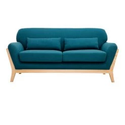 MILIBOO Canapé Scandinave 2 Places Bleu Canard Pieds Bois YOKO - Bleu Canard