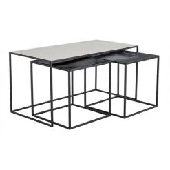 MILIBOO Tables Basses Gigognes Blanc Gris Et Noir (lot De 3) FIDO - Blanc Et Noir -France MILIBOO Soldes 2022 49275847 2