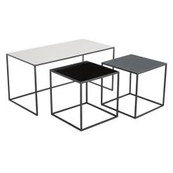 MILIBOO Tables Basses Gigognes Blanc Gris Et Noir (lot De 3) FIDO - Blanc Et Noir -France MILIBOO Soldes 2022 49275847 3