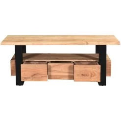 MILIBOO Meuble TV Industriel 3 Tiroirs En Acacia Massif Et Métal L130 Cm WAYI - Naturel -France MILIBOO Soldes 2022 49650807 2