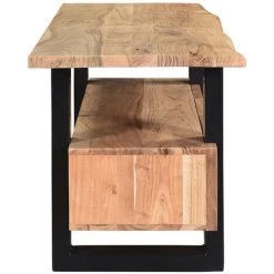 MILIBOO Meuble TV Industriel 3 Tiroirs En Acacia Massif Et Métal L130 Cm WAYI - Naturel -France MILIBOO Soldes 2022 49650807 4