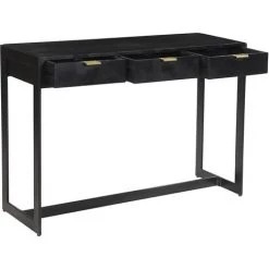 MILIBOO Console Design Avec 3 Tiroirs Noir Et Doré L115 Cm AVIDAN - Bois Clair / Noir -France MILIBOO Soldes 2022 50085735 3