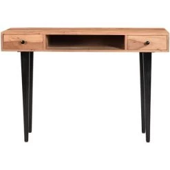 MILIBOO Console / Bureau D'appoint 2 Tiroirs En Acacia Massif Et Métal Noir L115 Cm LORD - Bois Clair / Noir