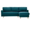 MILIBOO Canapé D'angle Droit Tissu Capitonné Bleu Canard Et Bois CUMBIA - Bleu Canard -France MILIBOO Soldes 2022 50085745 1