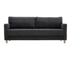 MILIBOO Canapé 3 Places Effet Velours Capitonné Gris Foncé Et Bois CUMBIA - Gris Foncé Velours