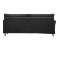 MILIBOO Canapé 3 Places Effet Velours Capitonné Gris Foncé Et Bois CUMBIA - Gris Foncé Velours -France MILIBOO Soldes 2022 50230553 4
