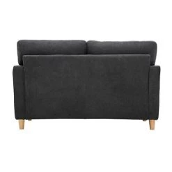 MILIBOO Canapé 2 Places Effet Velours Capitonné Gris Foncé Et Bois CUMBIA - Gris Foncé Velours -France MILIBOO Soldes 2022 50230556 4