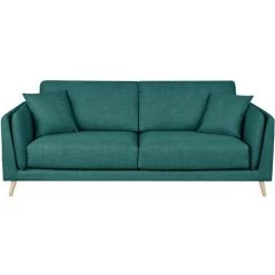 MILIBOO Canapé Design 3 Places En Tissu Bleu Paon VOGUE - Bleu Pétrole