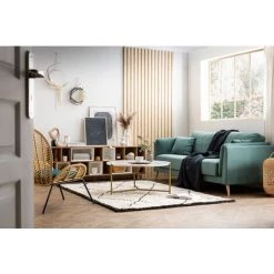 MILIBOO Canapé Design 3 Places En Tissu Bleu Paon VOGUE - Bleu Pétrole -France MILIBOO Soldes 2022 50840832 5