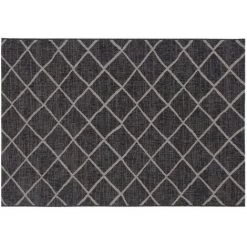 MILIBOO Tapis D'extérieur Avec Motif Losanges Noir Et Beige 160 X 230 Cm HOREA - Noir
