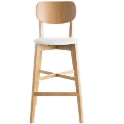 MILIBOO Tabouret De Bar Chêne Et Assise Blanche H75 Cm LUCIA - Blanc