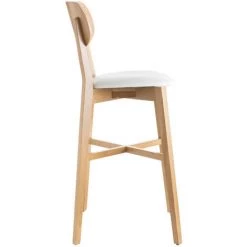 MILIBOO Tabouret De Bar Chêne Et Assise Blanche H75 Cm LUCIA - Blanc -France MILIBOO Soldes 2022 51500949 3