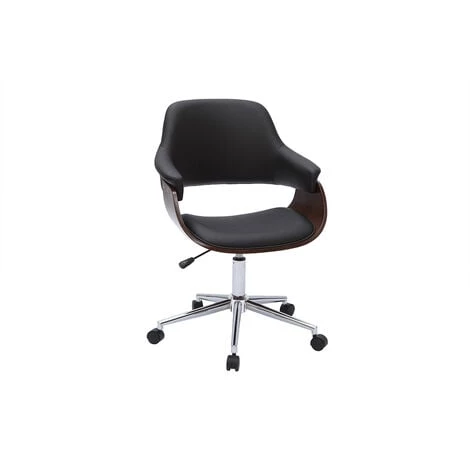 MILIBOO Chaise De Bureau Design Noir Et Bois Foncé HANSEN - Noyer / Noir 4 MILIBOO Chaise De Bureau Design Noir Et Bois Foncé HANSEN - Noyer / Noir – Image 2