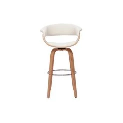 MILIBOO Tabouret De Bar Design Pivotant Blanc Et Bois Clair H67 Cm OKTAV - Bois Clair / Blanc