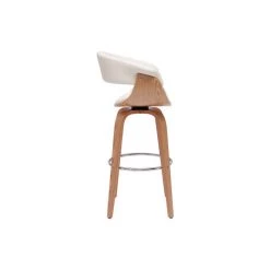 MILIBOO Tabouret De Bar Design Pivotant Blanc Et Bois Clair H67 Cm OKTAV - Bois Clair / Blanc -France MILIBOO Soldes 2022 51917817 3