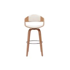 MILIBOO Tabouret De Bar Design Pivotant Blanc Et Bois Clair H67 Cm GAO - Bois Clair / Blanc