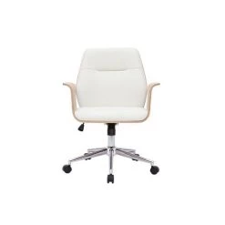 MILIBOO Chaise De Bureau Design Blanc Et Bois Clair RUFIN - Bois Clair / Blanc