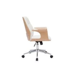 MILIBOO Chaise De Bureau Design Blanc Et Bois Clair RUFIN - Bois Clair / Blanc -France MILIBOO Soldes 2022 51917823 3