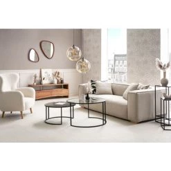 MILIBOO Canapé 3 Places En Tissu Effet Velours Gris COBAIN - Gris Velours -France MILIBOO Soldes 2022 52476145 5