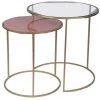 MILIBOO Tables D'appoint Gigognes En Verre Teinté Rose Et Métal Doré (lot De 2) JANE - Rose Tendre