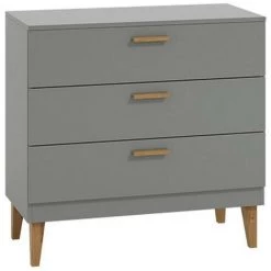 MILIBOO Commode Grise Et Pieds Chêne 3 Tiroirs ELIAS - Gris