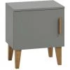 MILIBOO Table De Chevet Grise Et Pieds Chêne ELIAS - Gris