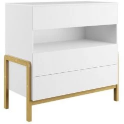 MILIBOO Commode Scandinave 3 Tiroirs Blanc Mat Et Chêne CELESTINE - Blanc Mat