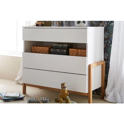 MILIBOO Commode Scandinave 3 Tiroirs Blanc Mat Et Chêne CELESTINE - Blanc Mat 5 MILIBOO Commode Scandinave 3 Tiroirs Blanc Mat Et Chêne CELESTINE - Blanc Mat – Image 3