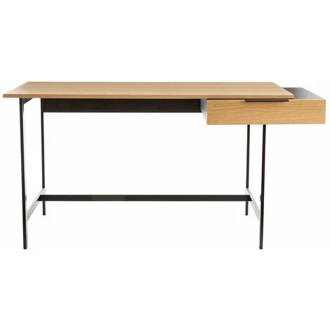MILIBOO Bureau Plaqué Chêne Pieds Métal Noir L150 Cm SILKA - Chêne Clair Laqué 3 MILIBOO Bureau Plaqué Chêne Pieds Métal Noir L150 Cm SILKA - Chêne Clair Laqué
