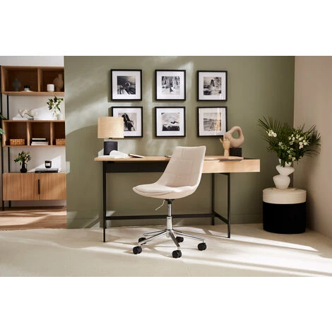 MILIBOO Bureau Plaqué Chêne Pieds Métal Noir L150 Cm SILKA - Chêne Clair Laqué 7 MILIBOO Bureau Plaqué Chêne Pieds Métal Noir L150 Cm SILKA - Chêne Clair Laqué – Image 5