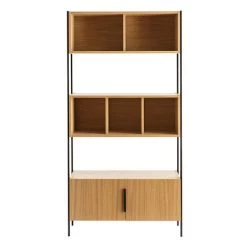 MILIBOO Bibliothèque Placage Chêne Pieds Métal Noir SILKA - Chêne Clair