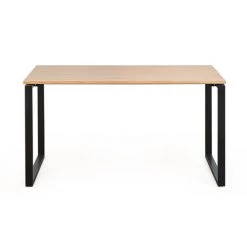 MILIBOO Bureau Plateau Plaqué Chêne Pieds Métal Noir L138 Cm OPAL - Chêne Clair Laqué