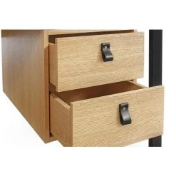 MILIBOO Bureau Plaqué Chêne Et Métal Noir Avec Caisson De Rangement L138 Cm OPAL - Chêne Clair Laqué -France MILIBOO Soldes 2022 53108149 3