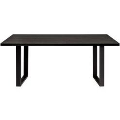 MILIBOO Table à Manger Industrielle Placage Chêne Noir Et Pieds En Métal Noir L180 Cm VALDA - Noir