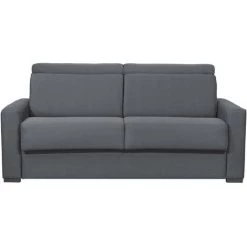 MILIBOO Canapé Convertible 3 Places Gris Anthracite Avec Matelas 18 Cm Et Têtières Ajustables NORO - Gris Foncé Mat