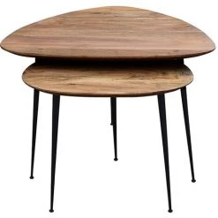 MILIBOO Tables Basses Gigognes En Acacia Massif Et Métal Noir (lot De 2) STONES - Naturel -France MILIBOO Soldes 2022 54308271 4