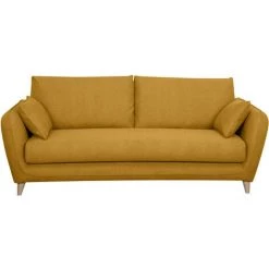 MILIBOO Canapé Convertible Scandinave 3 Places Jaune Cumin Avec Matelas 10 Cm CREEP - Jaune Mat