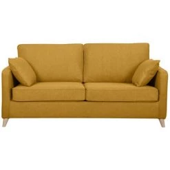 MILIBOO Canapé Convertible Scandinave 3 Places Jaune Cumin Matelas 10 Cm PAPEL - Jaune Mat