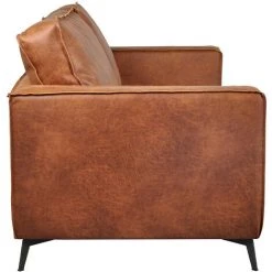 MILIBOO Canapé Cuir Vintage Cognac 2 Places - Cuir De Vache Reconstitué SONNY - Marron Clair -France MILIBOO Soldes 2022 54851336 3