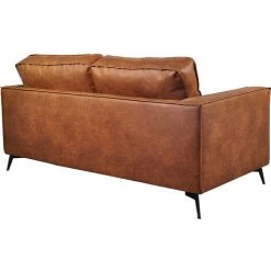 MILIBOO Canapé Cuir Vintage Cognac 2 Places - Cuir De Vache Reconstitué SONNY - Marron Clair -France MILIBOO Soldes 2022 54851336 4