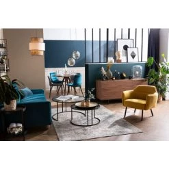 MILIBOO Fauteuil Design Tissu Effet Velours Gris Foncé LAURENS - Gris Foncé Velours -France MILIBOO Soldes 2022 55075607 5