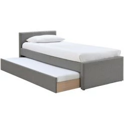 MILIBOO Lit Gigogne Enfant 90 X 195 Cm Tissu Gris MACCO - Gris -France MILIBOO Soldes 2022 55479113 3