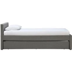 MILIBOO Lit Gigogne Enfant 90 X 195 Cm Tissu Gris MACCO - Gris -France MILIBOO Soldes 2022 55479113 4